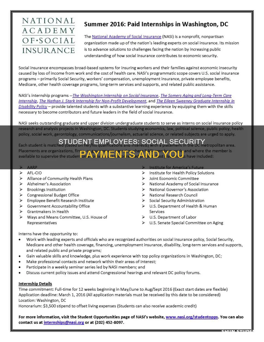 do student employees pay social security