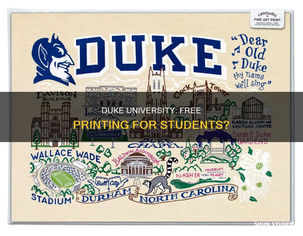 do students get a free printing at duke university