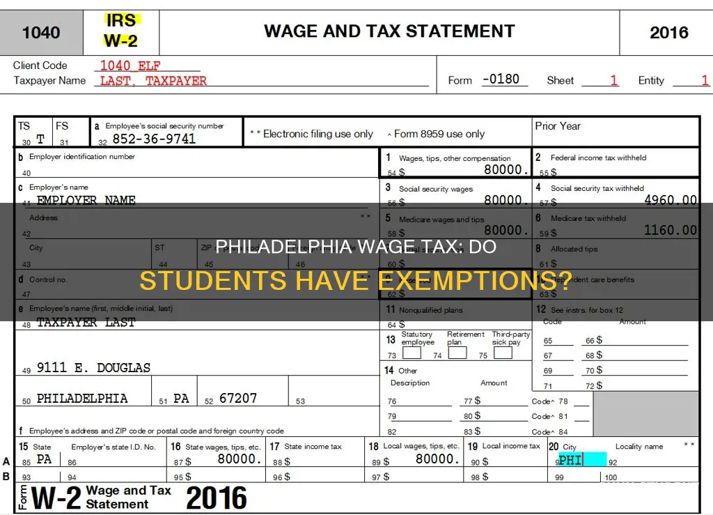 do students have to pay philadelphia city wage tax
