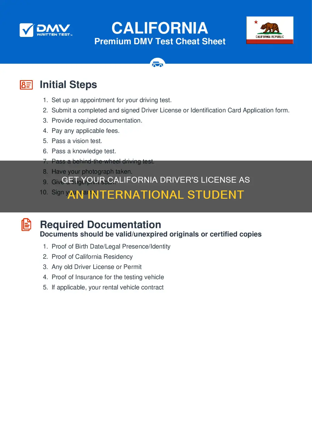 do your drivers license in california as an international student