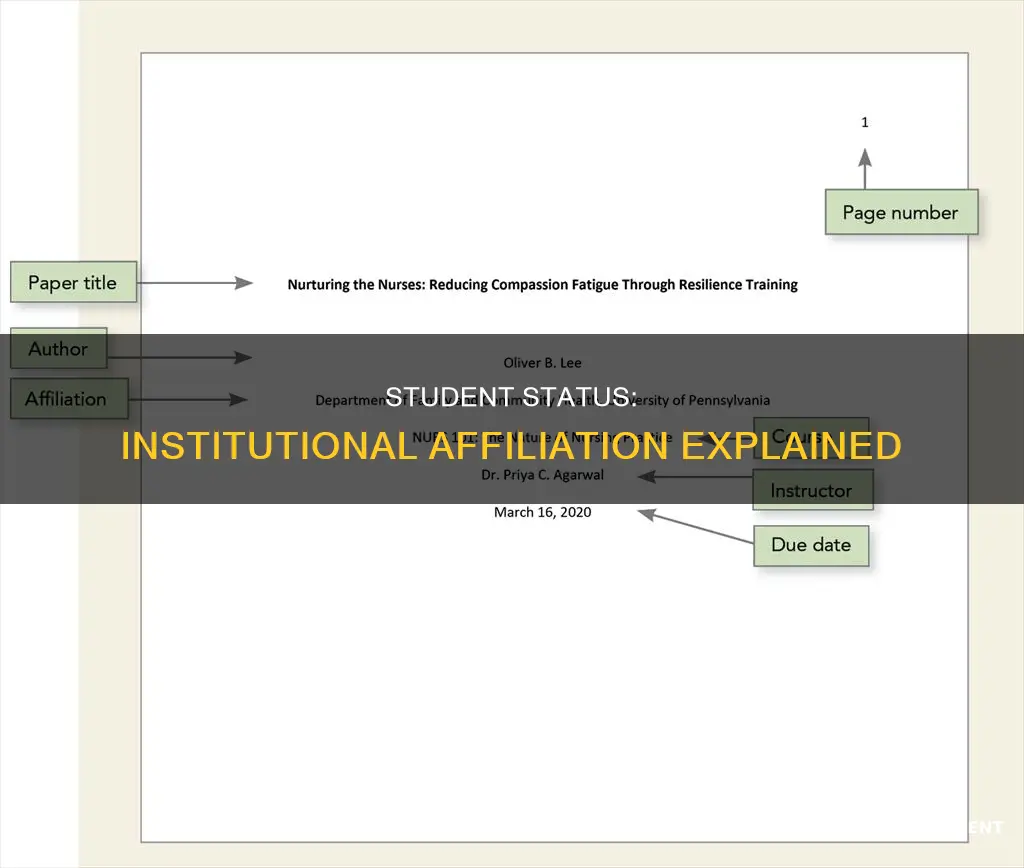 does a student have institutional affiliation with a university