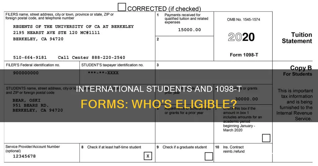 does international students eligible for 1098-t form from university