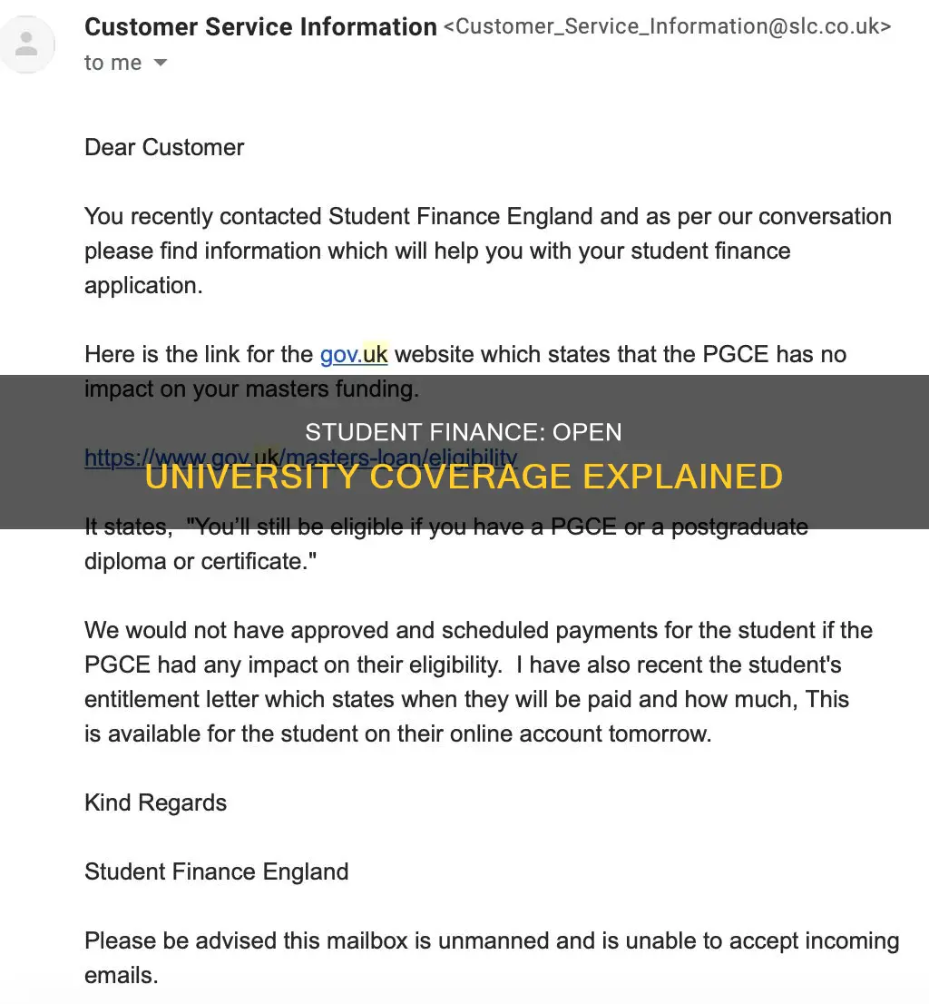 does student finance cover open university