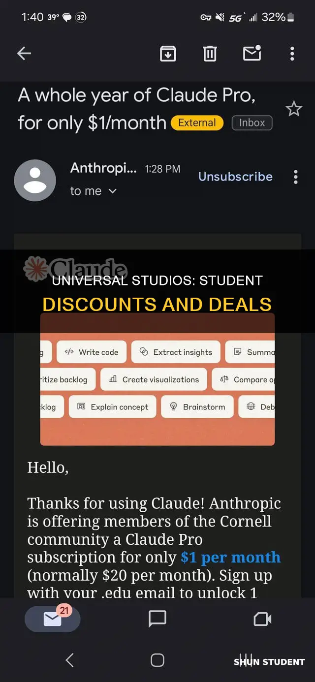 does universal have student discounts
