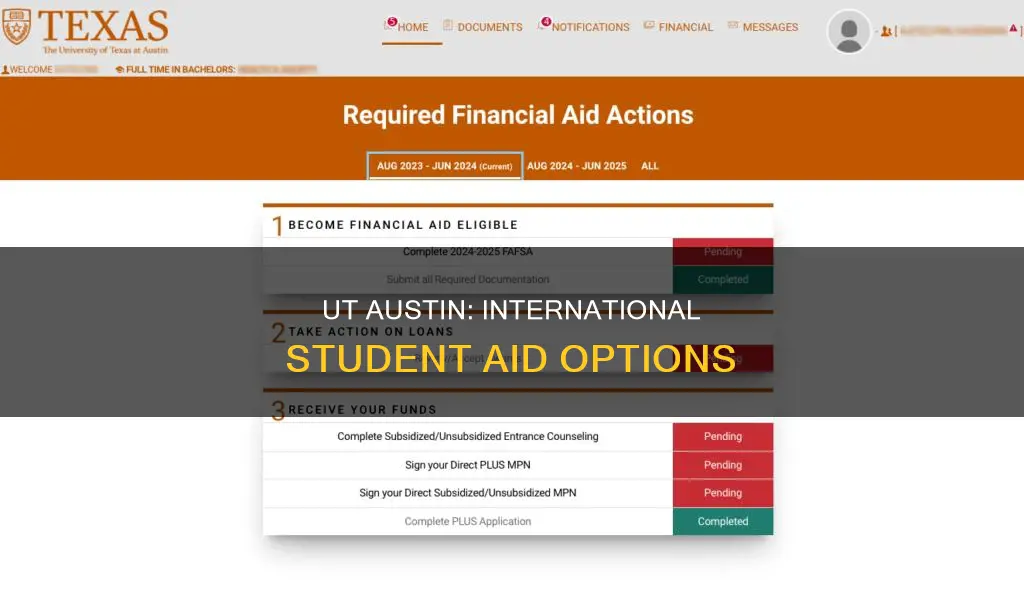 does university of texas austin give aid for international students