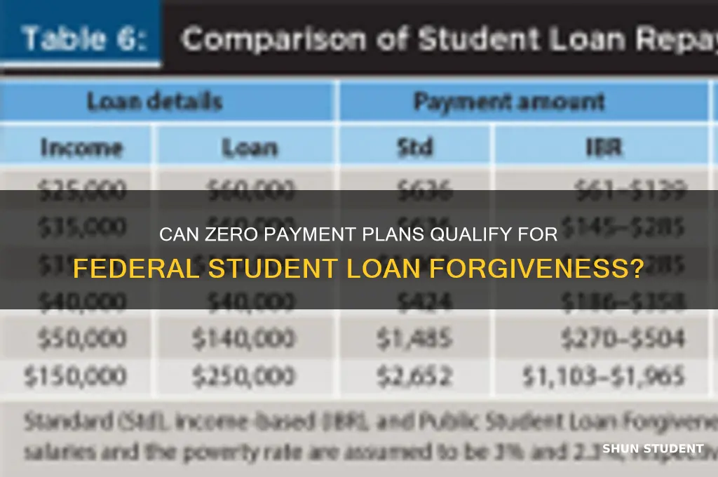 does zero payment qualify for federal student loan forgiveness