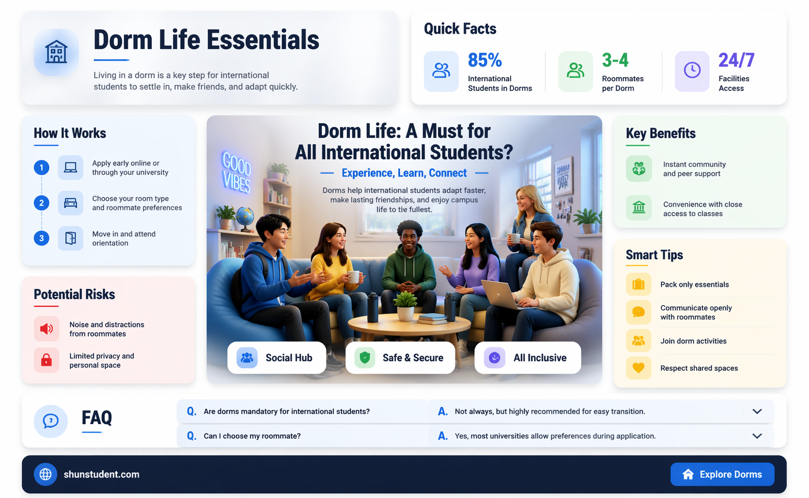 are all international students need to live in dorm