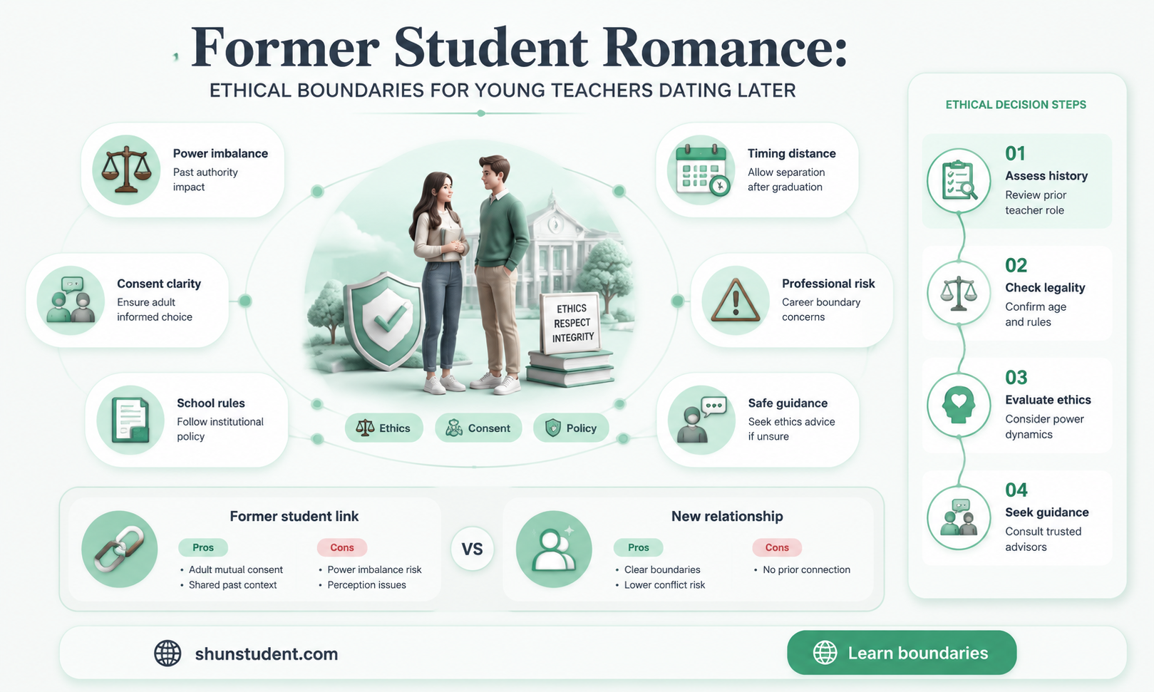 can a young teacher date his former student years later