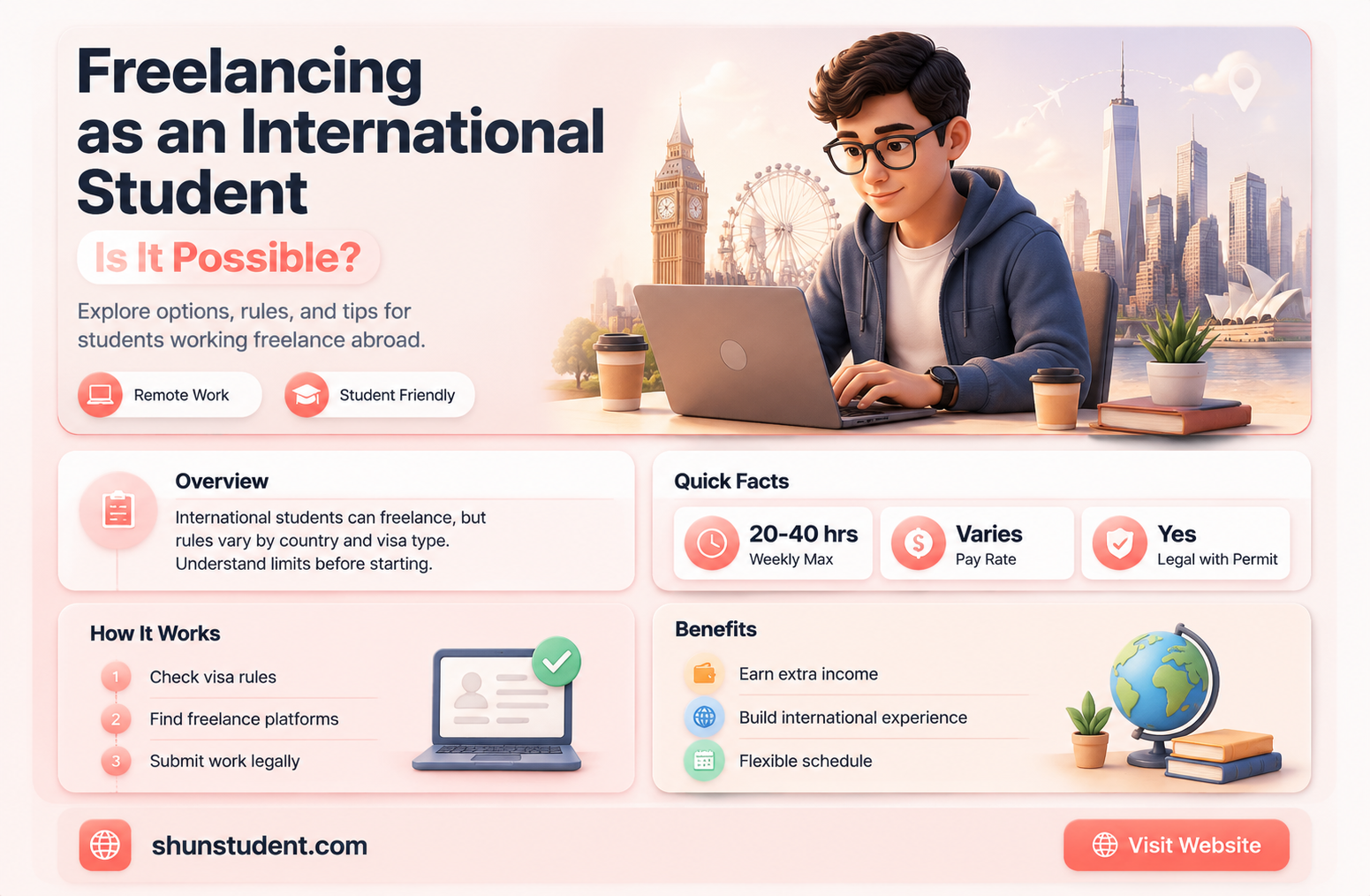 can an international student work as a freelancer