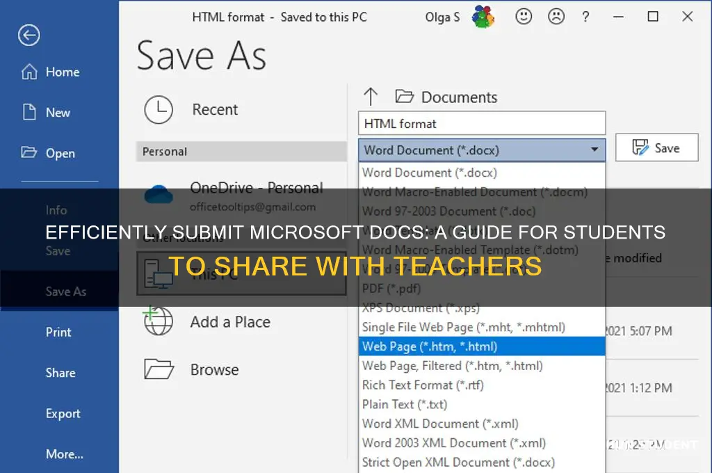 have students send microsoft docs to teacher