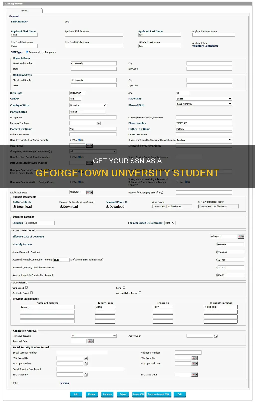 how can georgetown university student get ssn