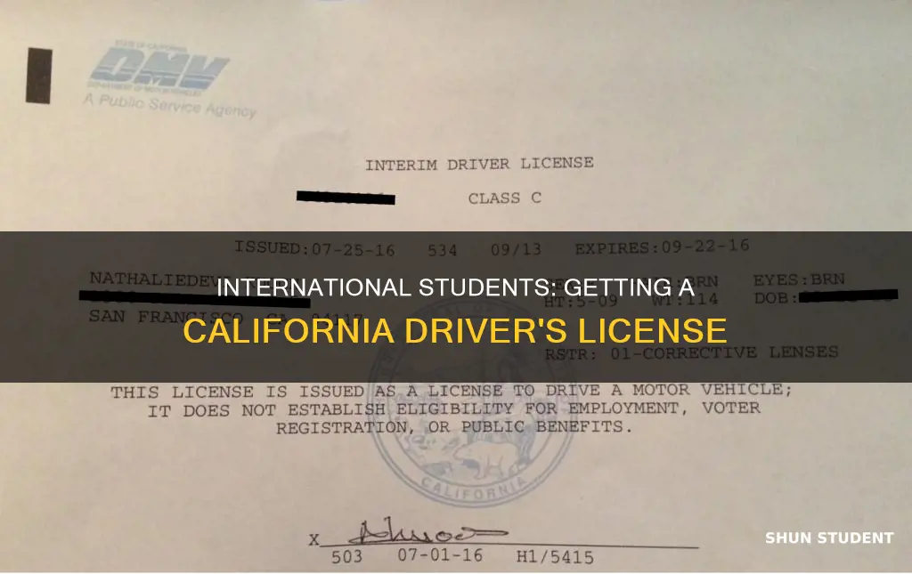 how can international student get driver license in ca