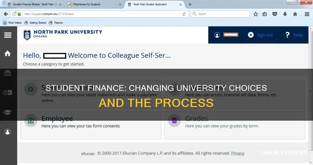 how do i change my university choice on student finance