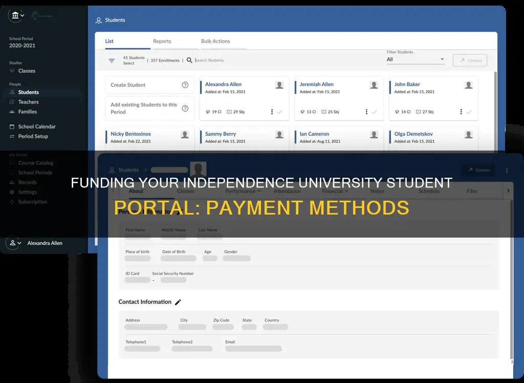 how do i pay my independence university student portal