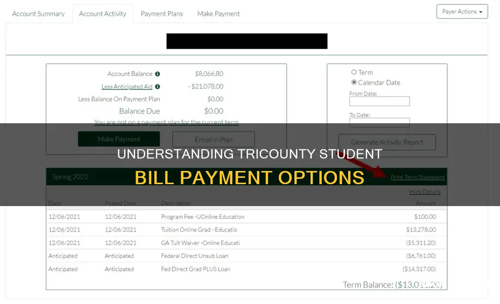 how do i pay my student bill for tricounty