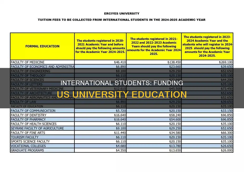 how do international students pay for university in the us