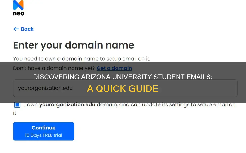 how do you find ariaona university email for student