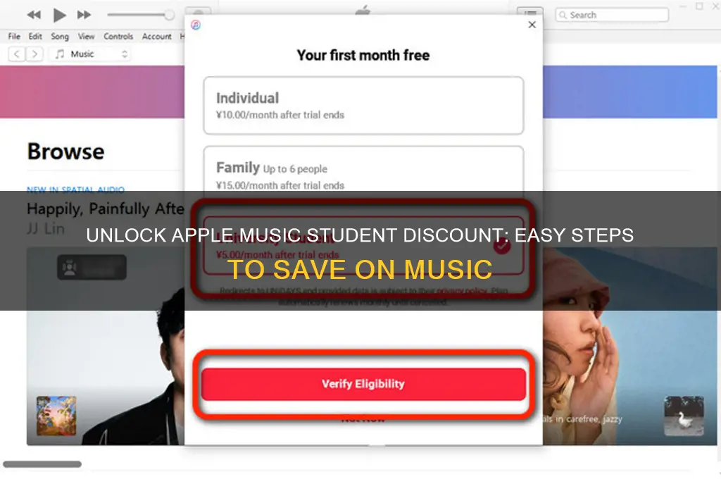how do you get apple music student discount