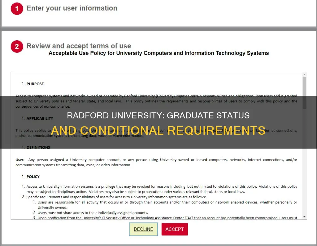 how does radford university graduate student on conditional status