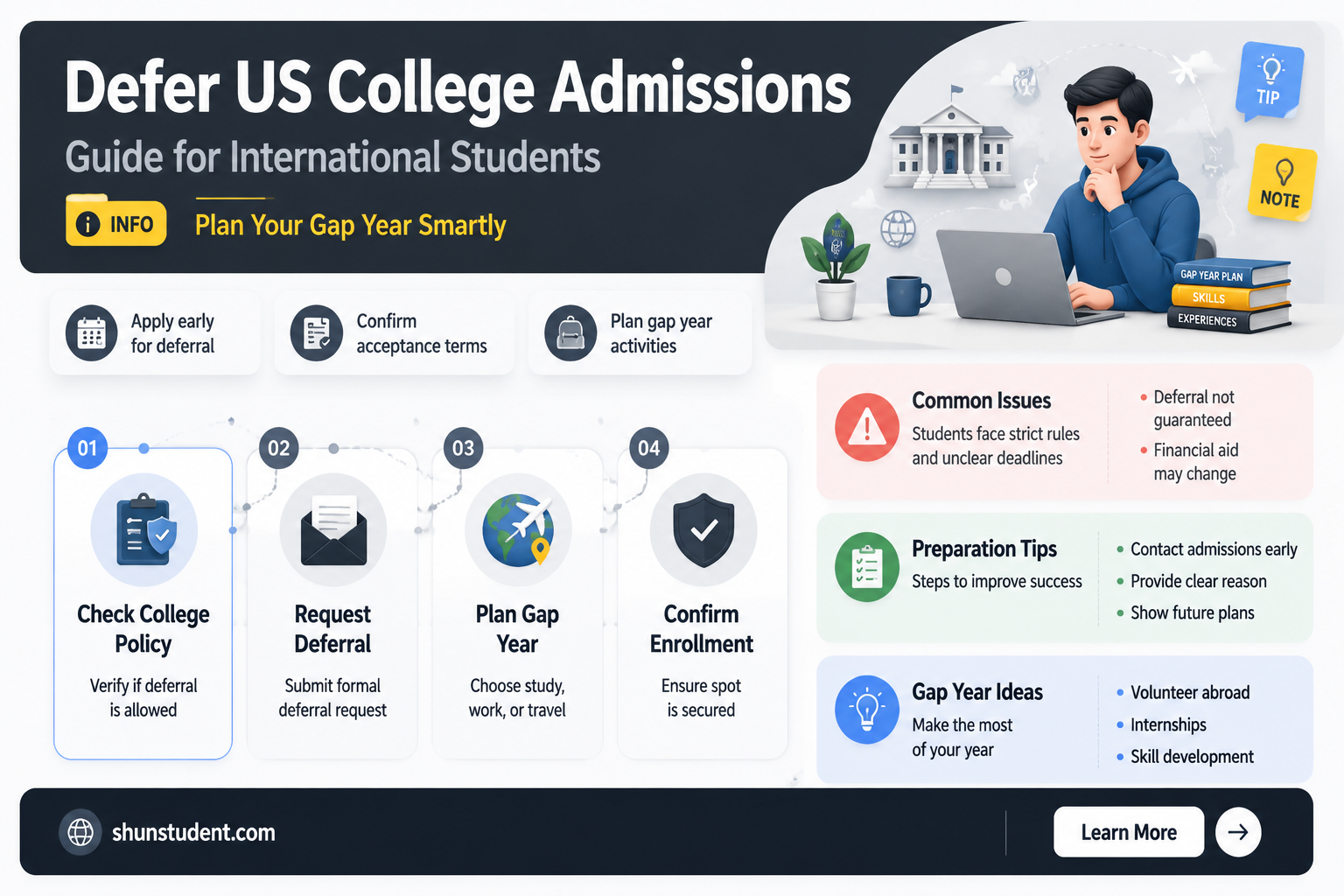 can an international student already in us defer his admission