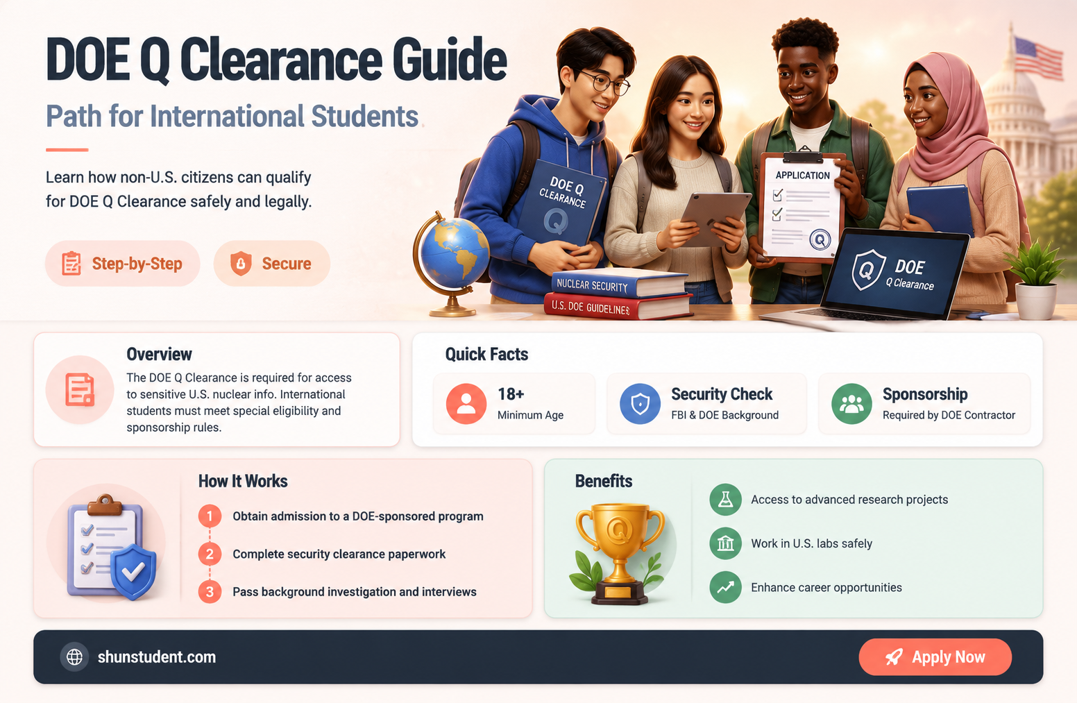 can a international student get doe q clearence