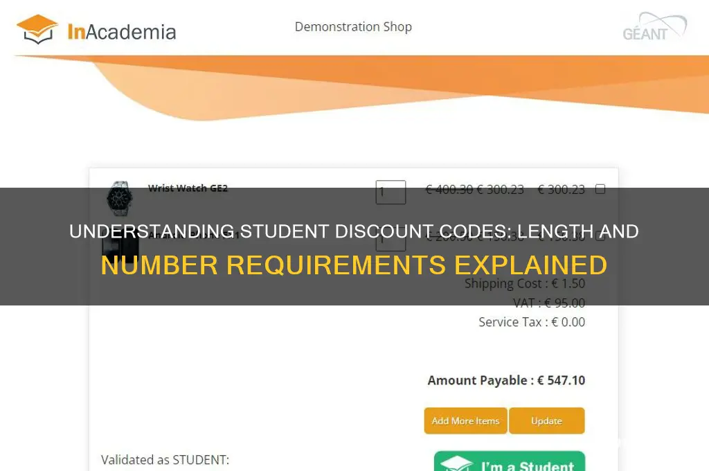 how many numbers is a student discount code