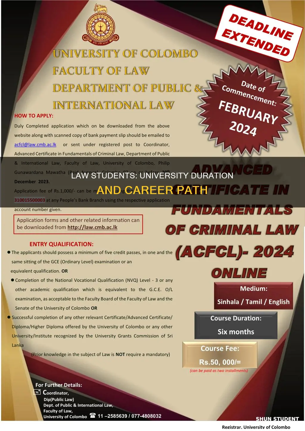 how many years do law student spend in university