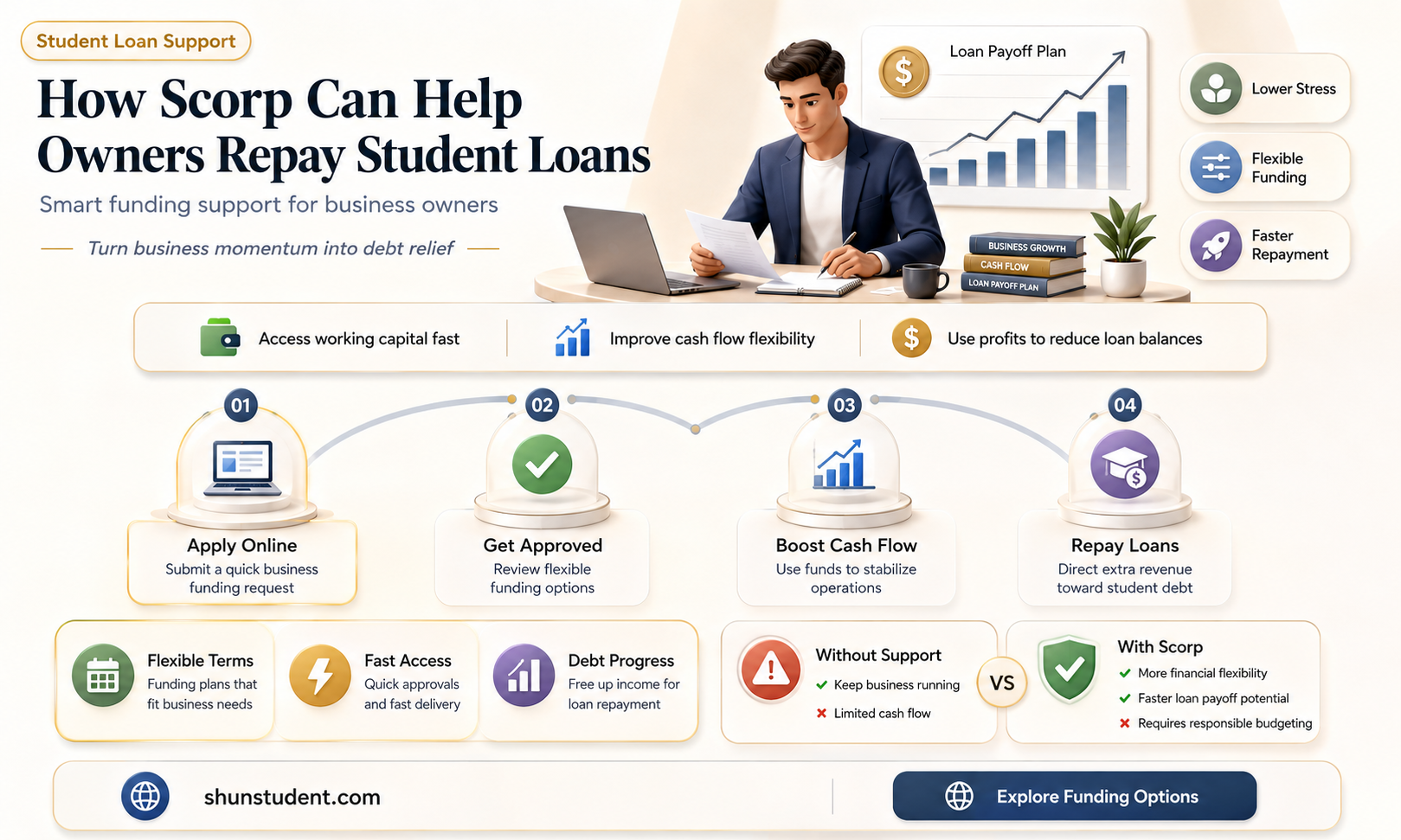 can an scorp pay for the owners student loans