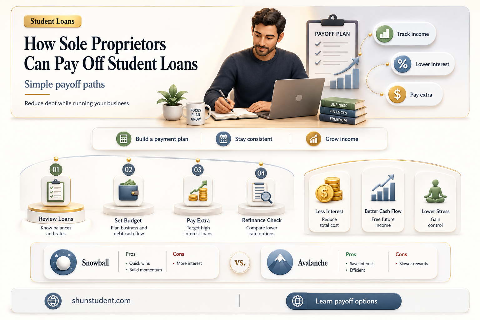 can a sole proprietor pay student loans