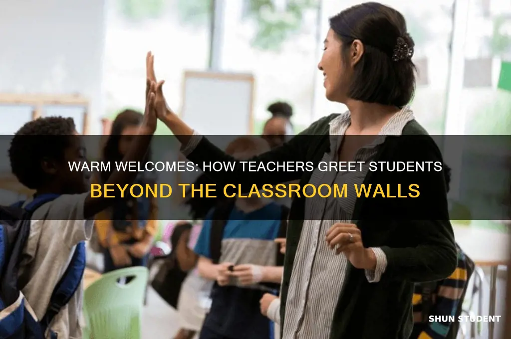 how teacher greets her students outside of classroom