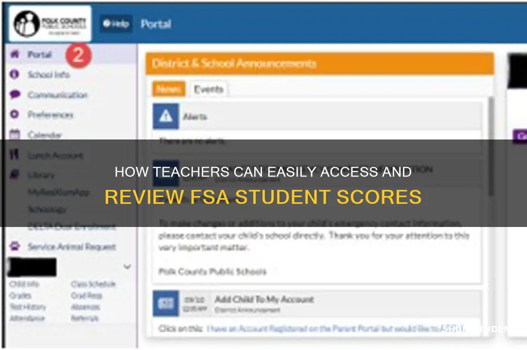 how teacher to look up student scores on fsa