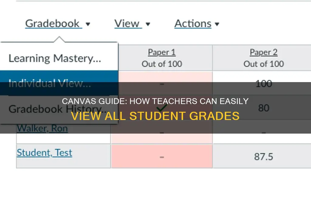 how the teacher can view all students grades in canvas