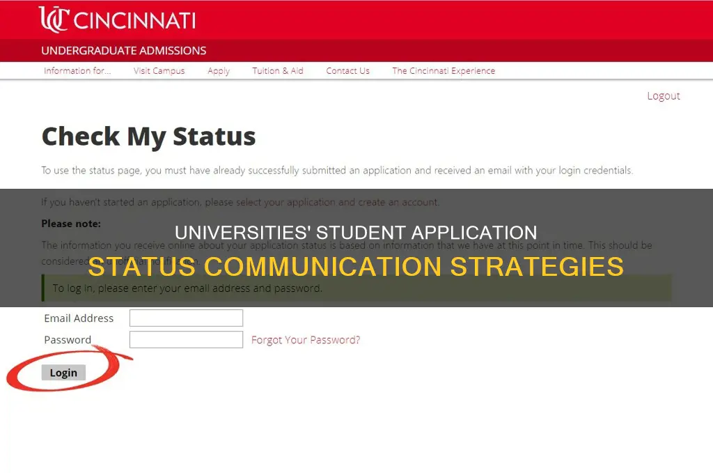 how the university contact to student about the application status