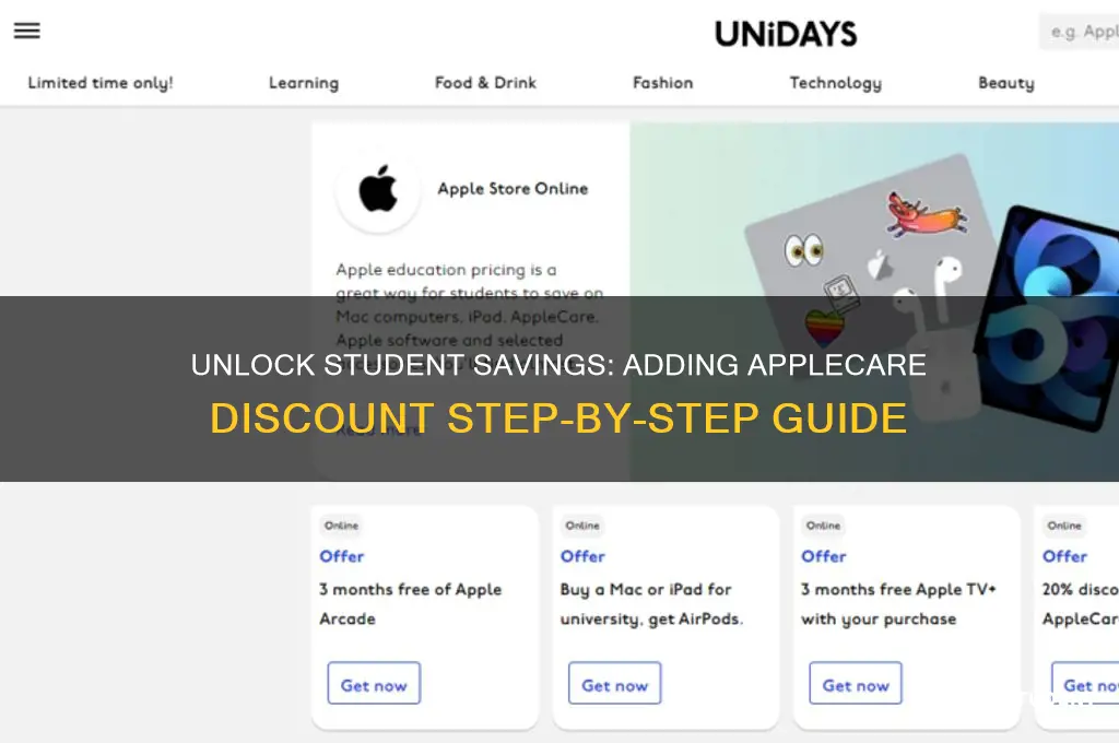 how to add applecare student discount