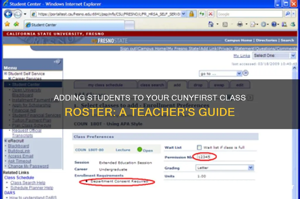 how to add student to roaster teacher cuny furst