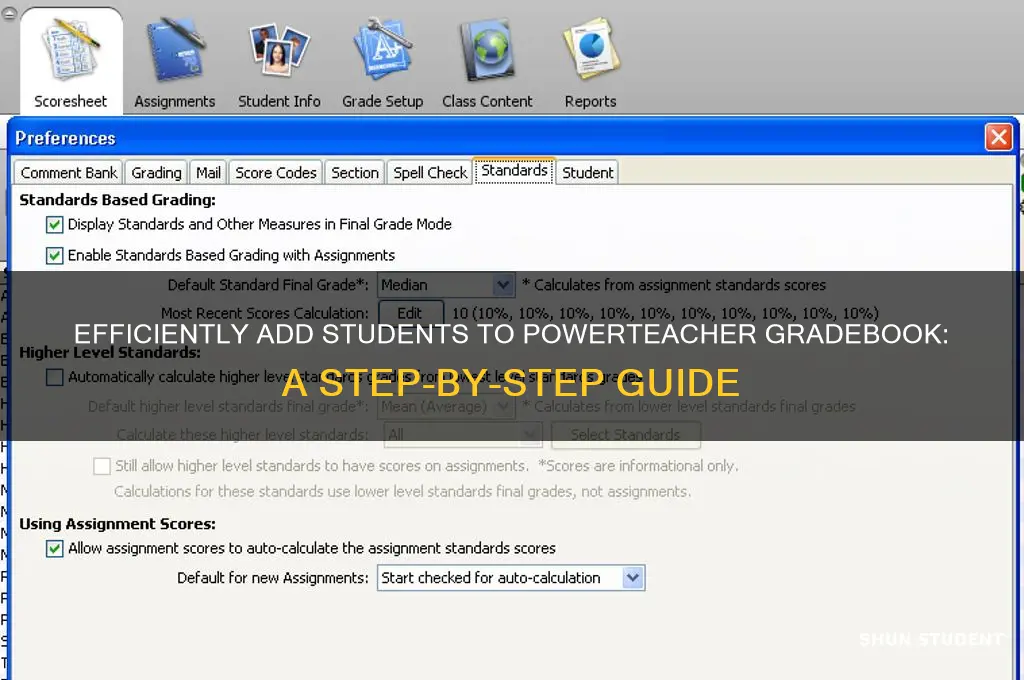 how to add students to power teacher gradebook