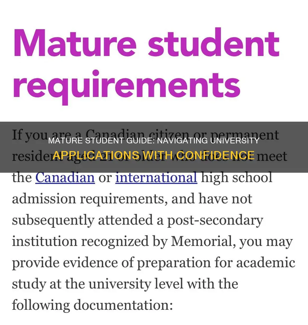 how to apply as a mature student in university