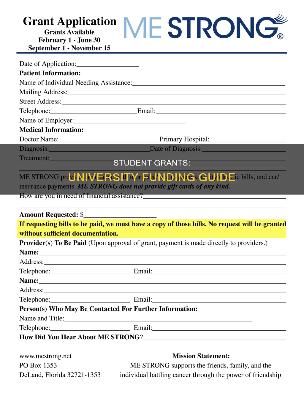 how to apply for student grant for university