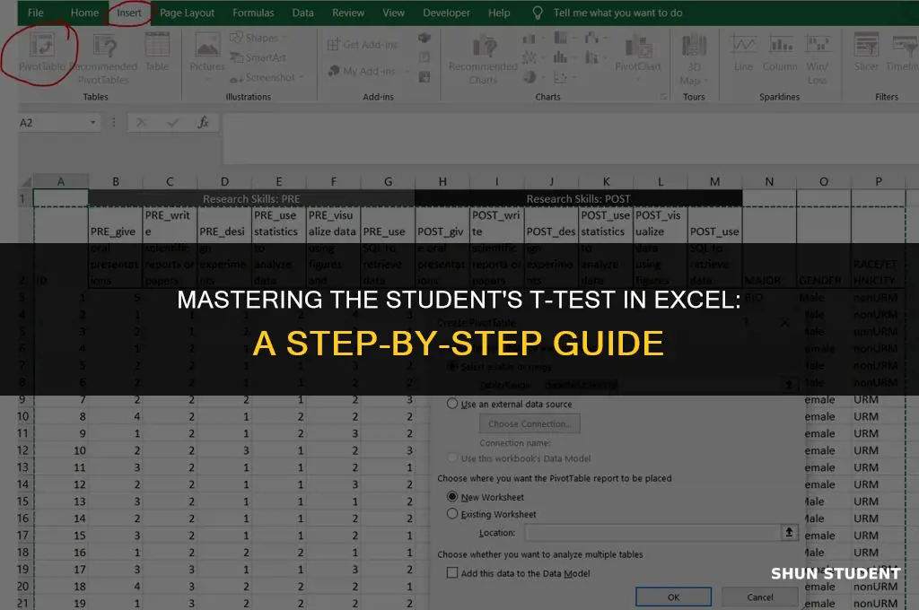 how to apply student t test in excel