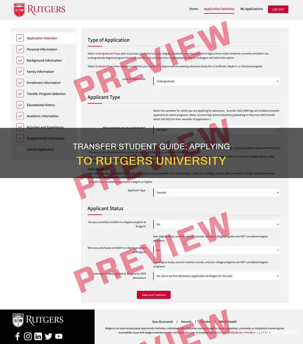 how to apply to rutgers university as transfer student