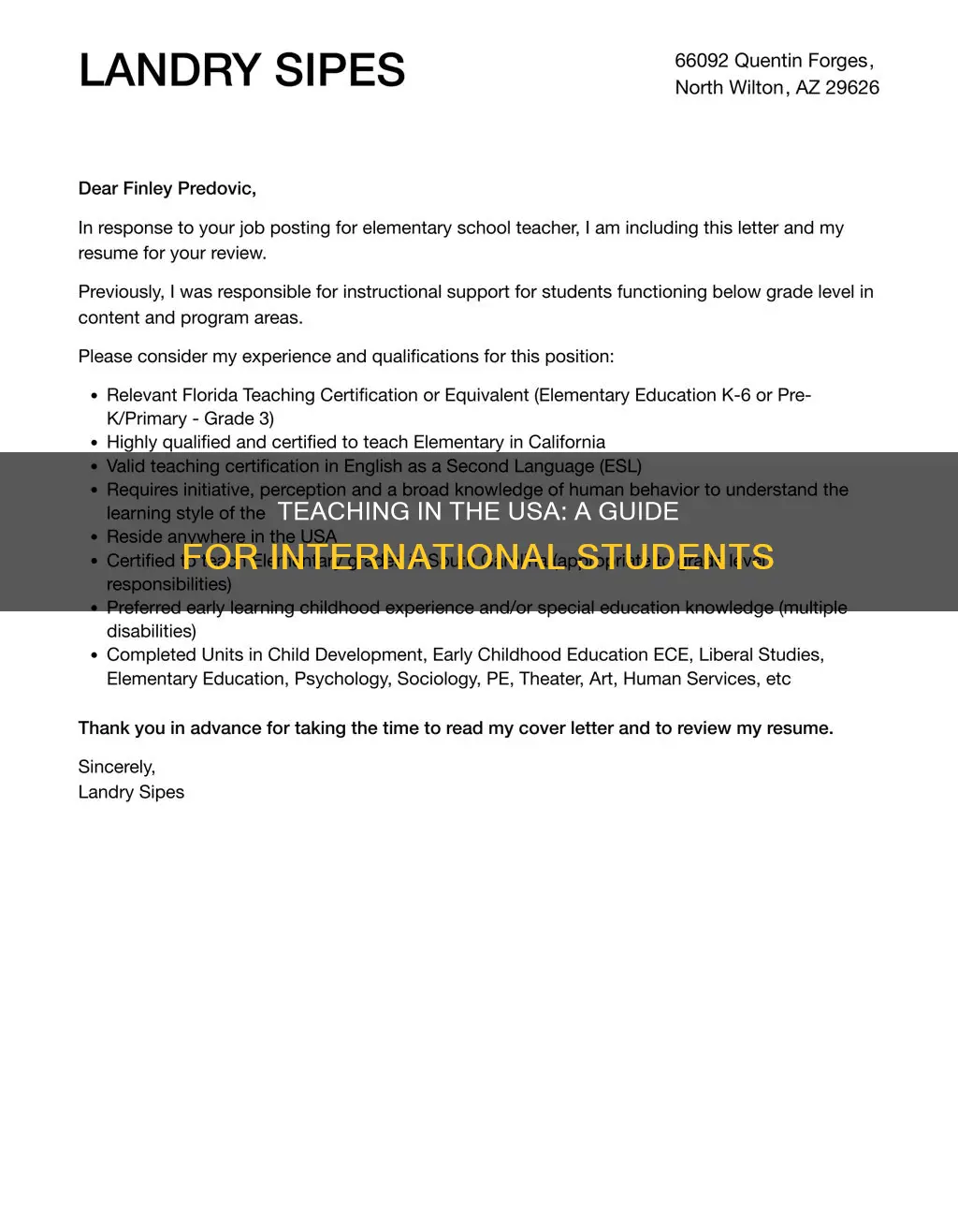 how to become a teacher in usa international student