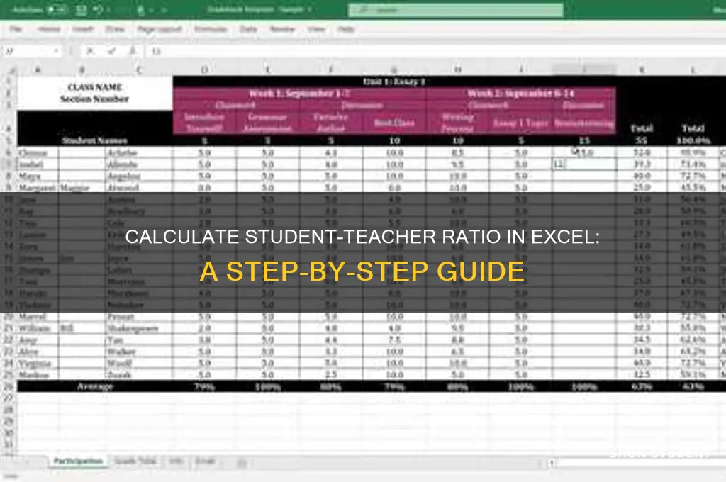 how to calculate student teacher ratio in excel