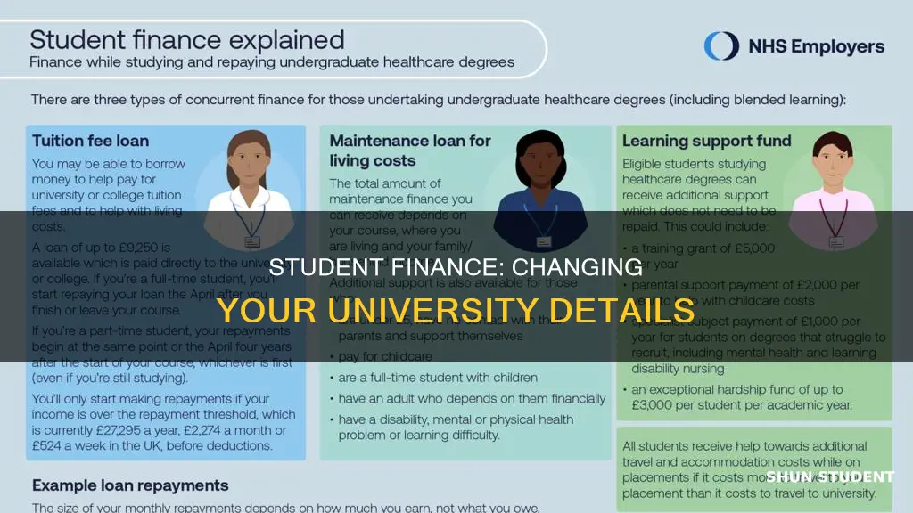 how to change my university on student finance