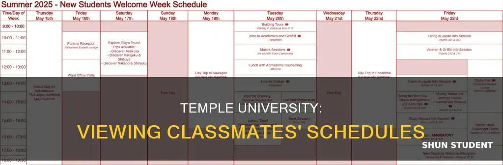 how to check other students schedule temple university