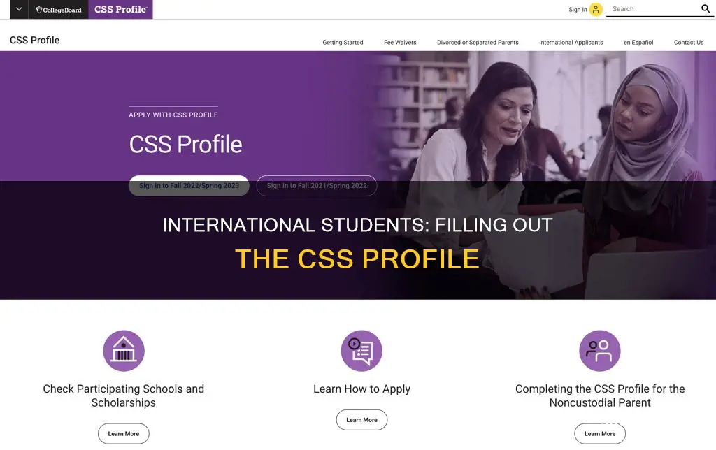 how to complete css profile for international students