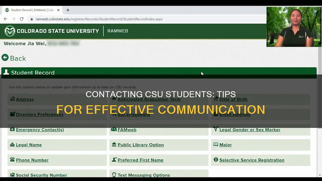 how to contact a student at colorado state university