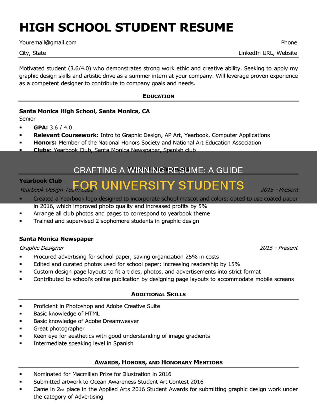 how to create a job resume for university students