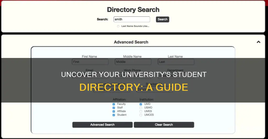 how to find student directory at university