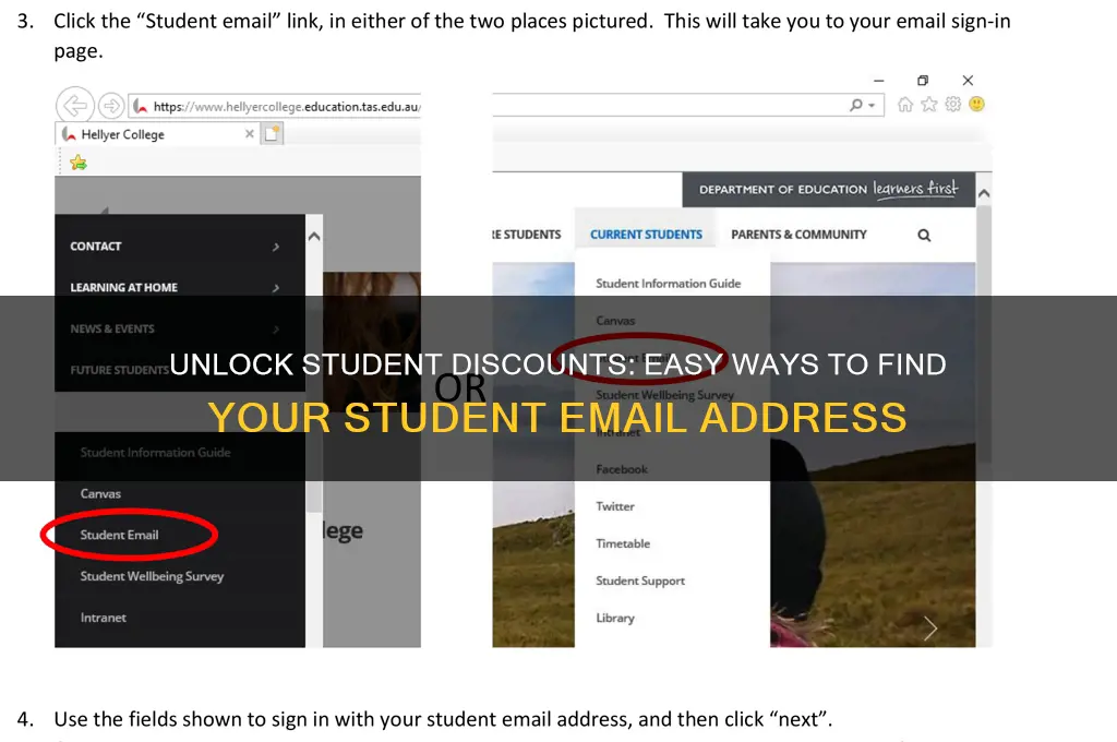 how to find student email address for discount