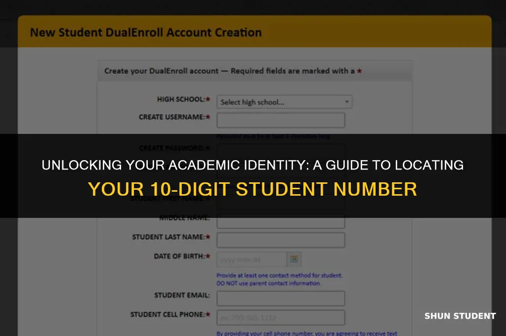 how to find your 10 digit student number